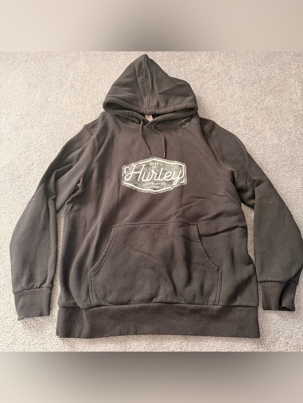 Hurley Surf Co. Black Graphic Pullover Hoodie Size Large